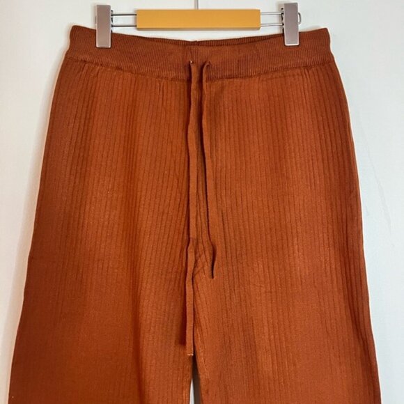Lillusory Women’s Ribbed Knit Wide Leg Pants - Brown - Size L - Picture 11 of 11